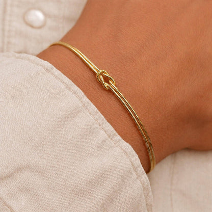 Goldarmband Knoten 18K Gold Unendlichkeit Achtknoten Schlangenarmband rund zart