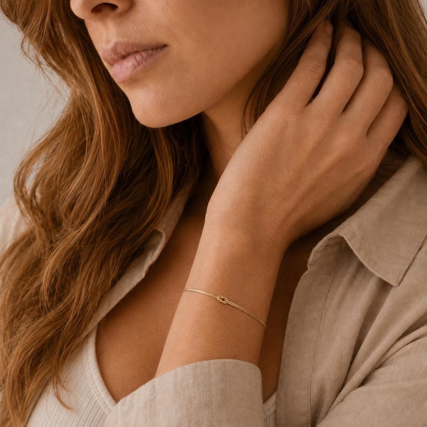 Goldarmband Knoten 18K Gold Unendlichkeit Achtknoten Schlangenarmband rund zart