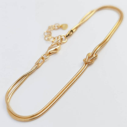 Goldarmband Knoten 18K Gold Unendlichkeit Achtknoten Schlangenarmband rund zart