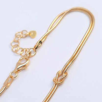 Goldarmband Knoten 18K Gold Unendlichkeit Achtknoten Schlangenarmband rund zart