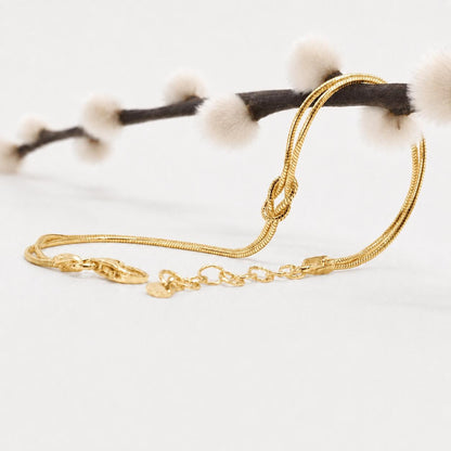 Goldarmband Knoten 18K Gold Unendlichkeit Achtknoten Schlangenarmband rund zart