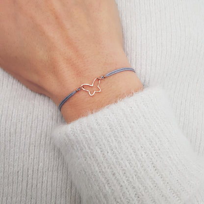 Armband Schmetterling Perlen roségold Makramee filigran zart