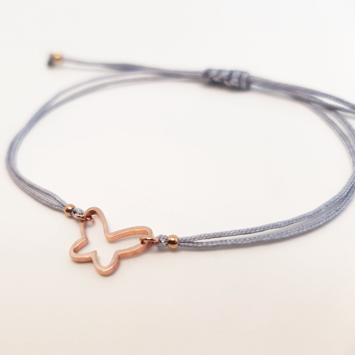 Armband Schmetterling Perlen roségold Makramee filigran zart