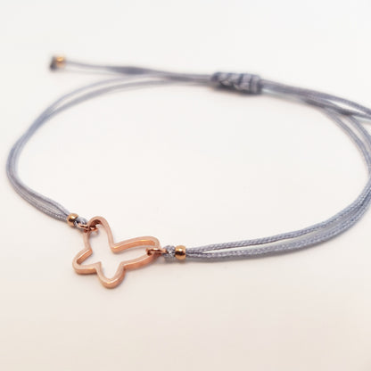 Armband Schmetterling Perlen roségold Makramee filigran zart