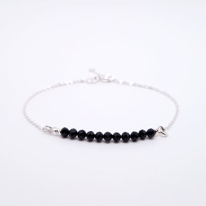 Armband schwarzer Spinell 925 Silber filigran Edelstein Naturstein facettiert