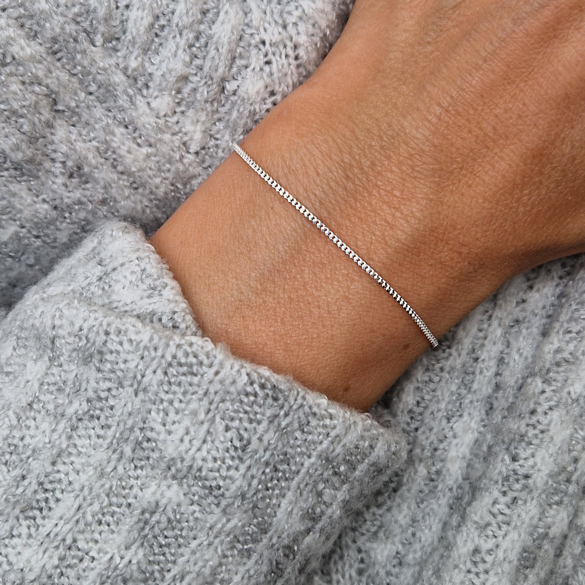 Armband zart Curb 925 Silber Layering Ankerkette filigran