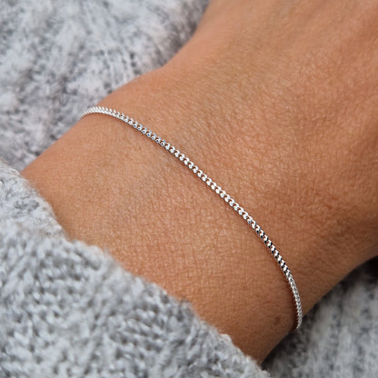 Armband zart Curb 925 Silber Layering Ankerkette filigran