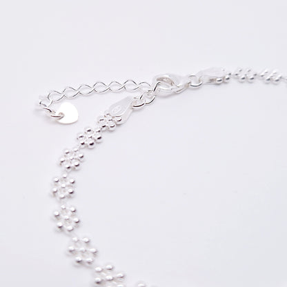 Armband Blumen Perlen 925 Silber Kugelkette zart filigran