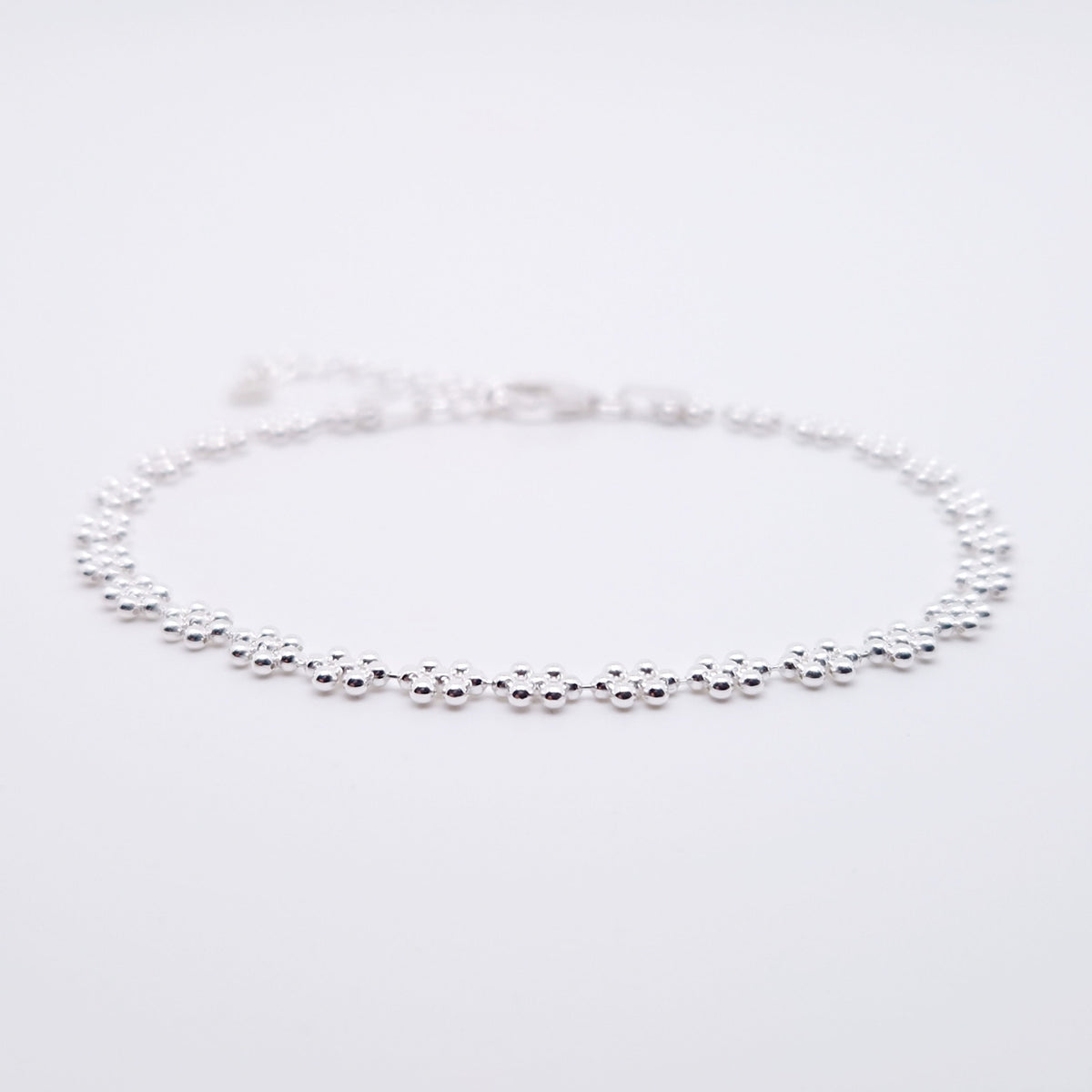 Armband Blumen Perlen 925 Silber Kugelkette zart filigran