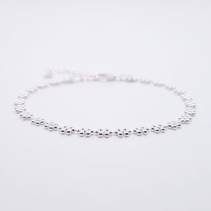Armband Blumen Perlen 925 Silber Kugelkette zart filigran