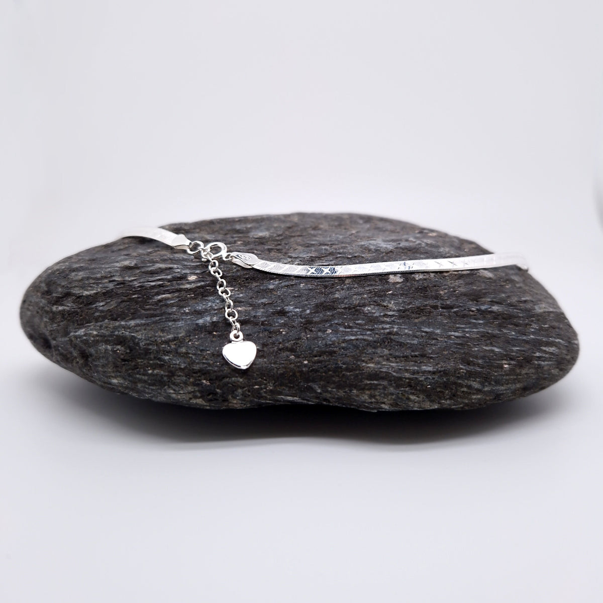 Schlangenkette flach 925 Silber Herringbone Halskette Kreuzgravur