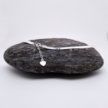 Schlangenkette flach 925 Silber Herringbone Halskette Kreuzgravur