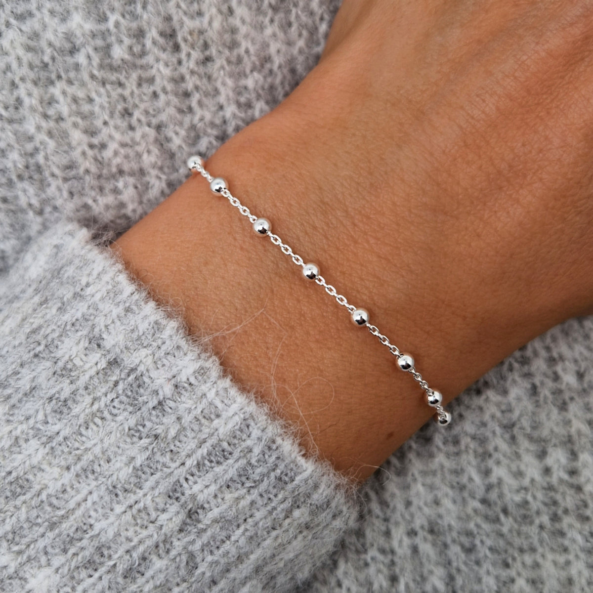 Satellitenarmband mit Kugeln 925 Silber 3 mm