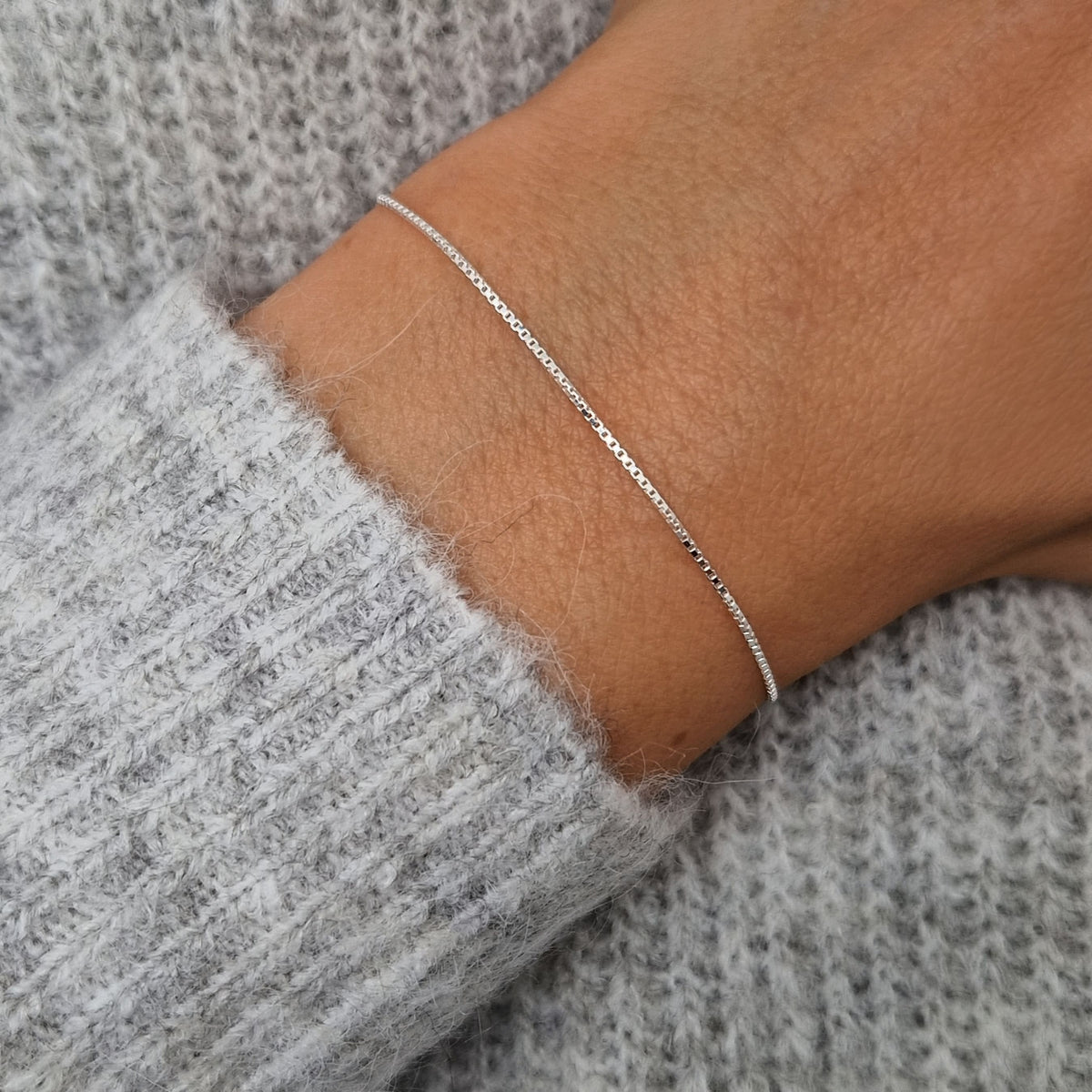 Venezianer Armband zart 925 Silber schmal 0,8mm filigran sehr fein