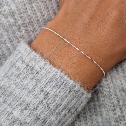 Venezianer Armband rund 925 Silber schmal 0,9 mm zart filigran fein