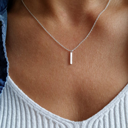 Halskette mit Balken 925 Silber zarte Ankerkette Bar Anhänger Layering