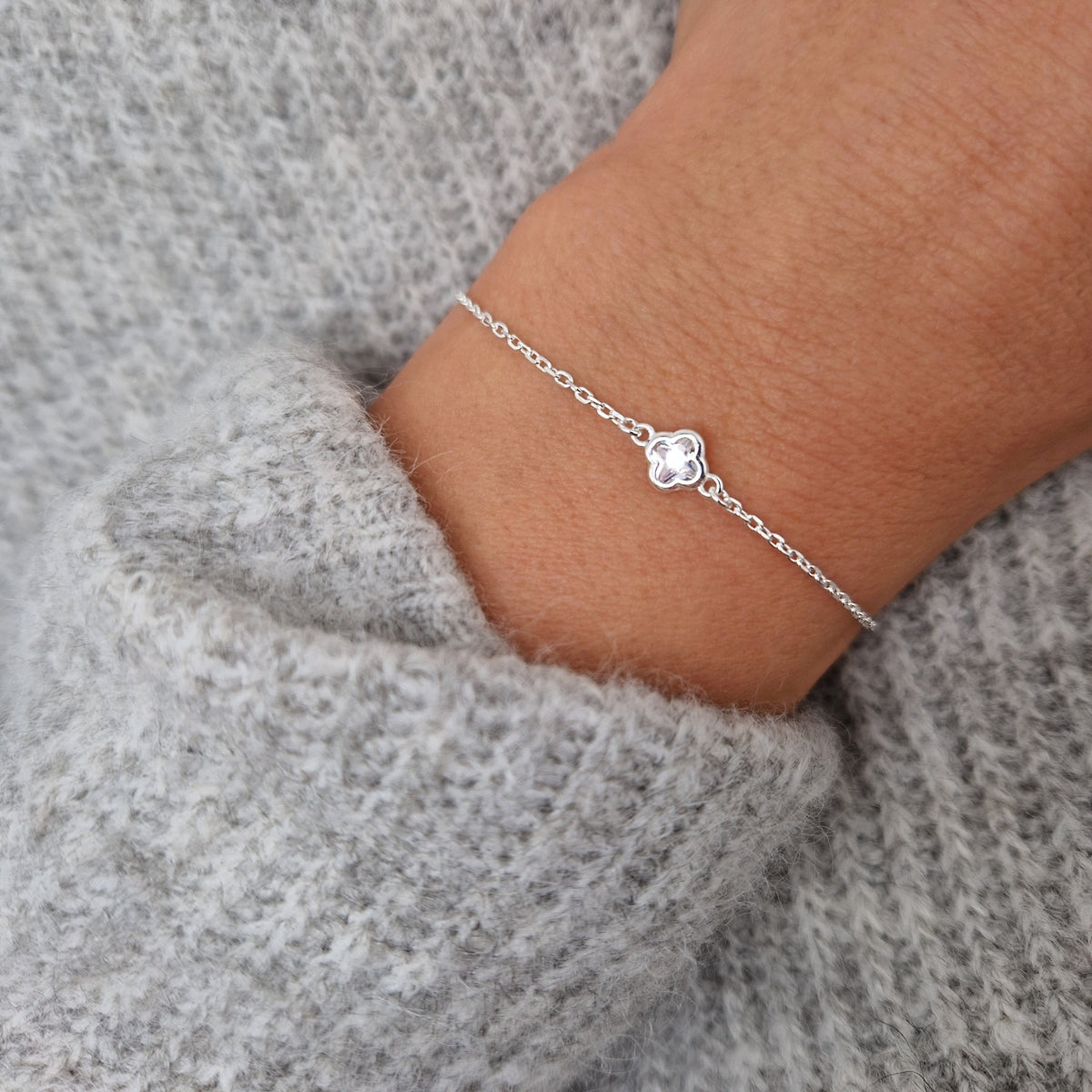 Armband Kristallblume 925 Silber filigran zart