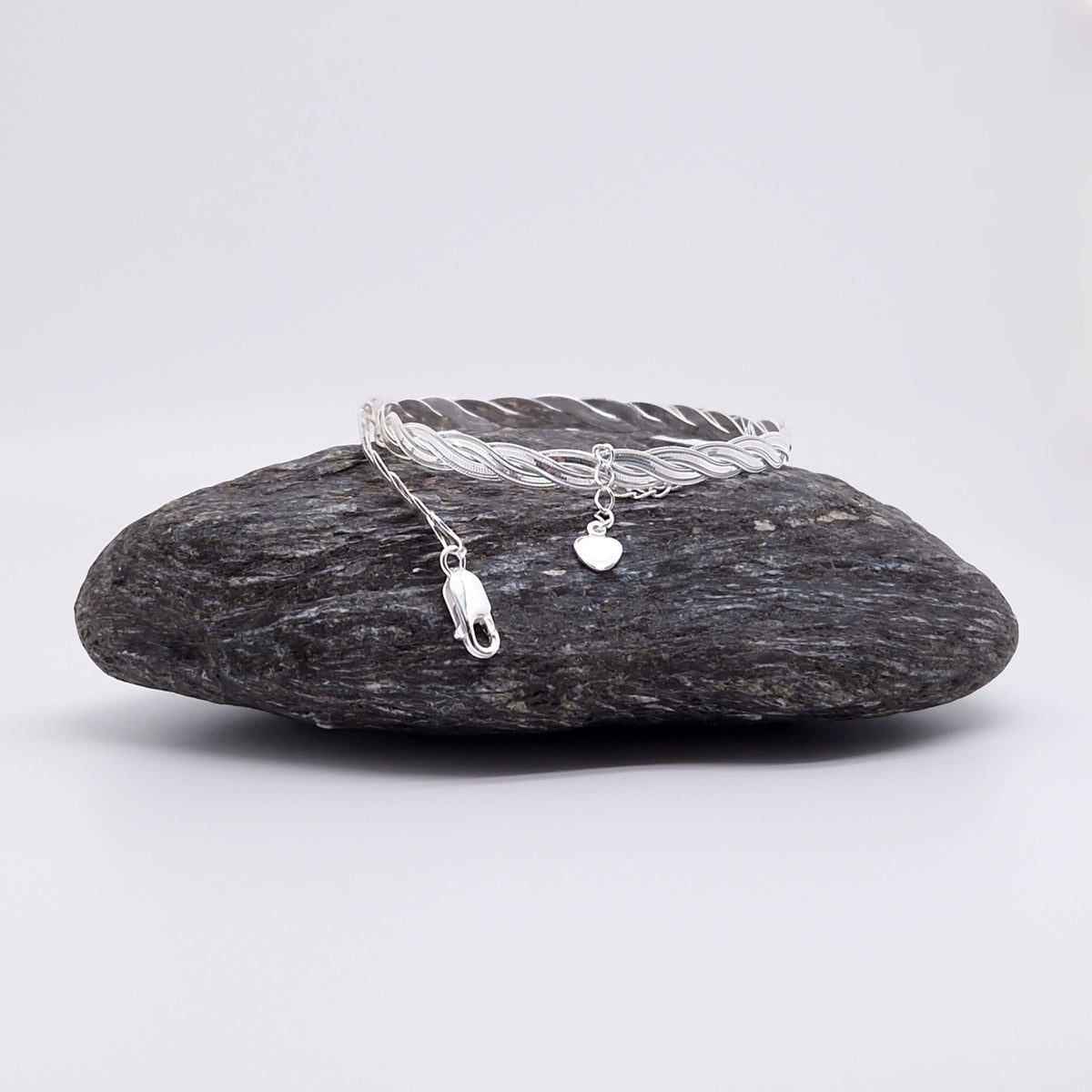 zweireihig geflochtene Sterling Silber Zopfkette mit Struktur im Stil Schlangenkette