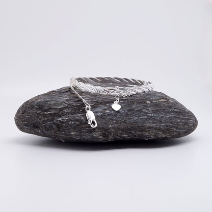 zweireihig geflochtene Sterling Silber Zopfkette mit Struktur im Stil Schlangenkette