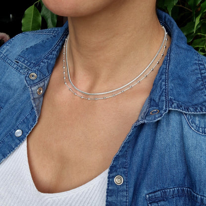Satellitenkette Kugeln 925 Silber Halskette Layering