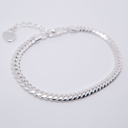 Kubanisches Armband breit 925 Silber massiv Panzer Armband