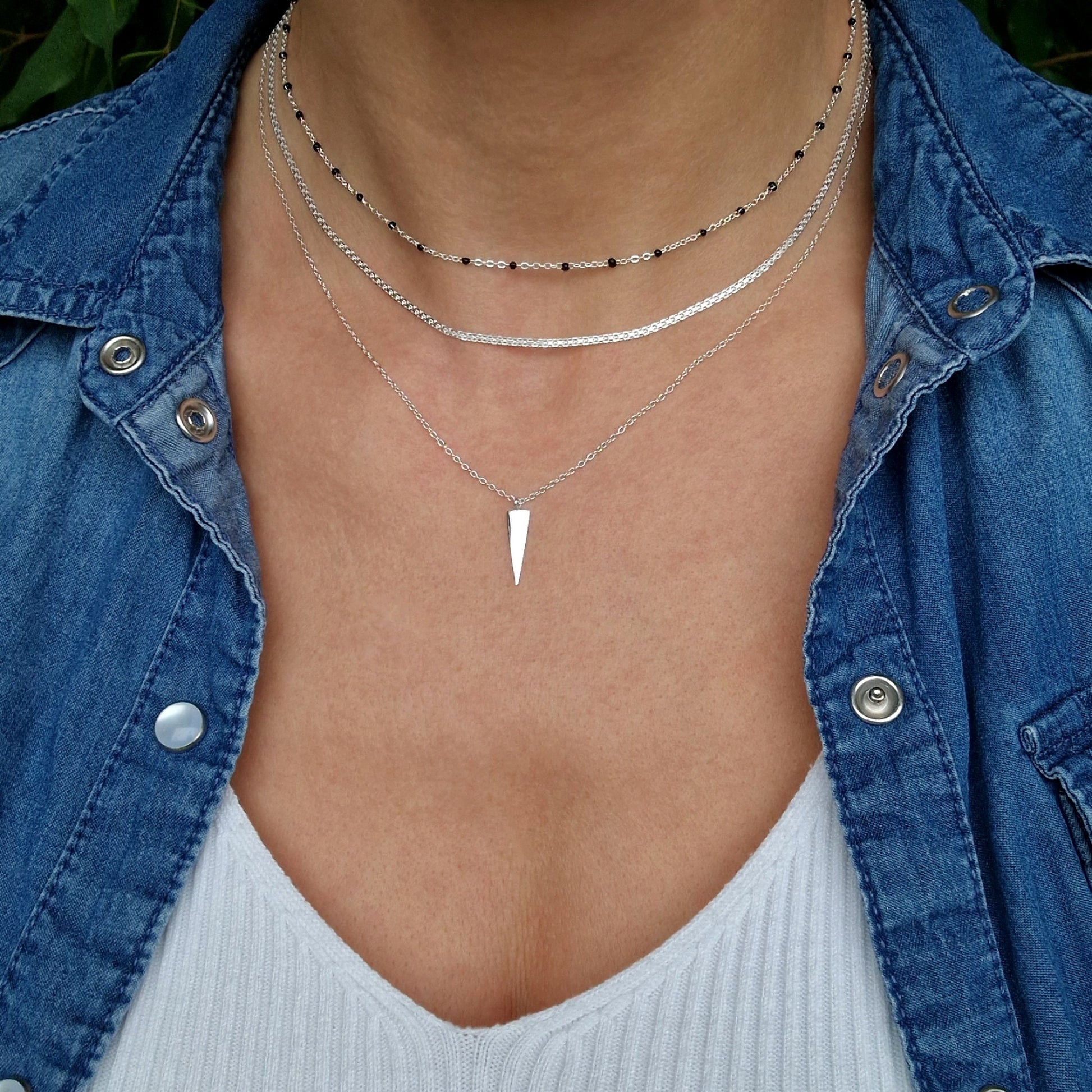 Bismarck Halskette schmal flach 925 Silber gewebte Kette Mesh Kette Layering