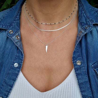 Bismarck Halskette schmal flach 925 Silber gewebte Kette Mesh Kette Layering