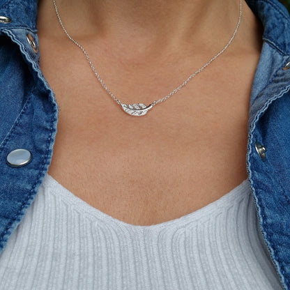 Halskette mit Blattanhänger 925 Silber mit Zirkonia Kristallen Layering