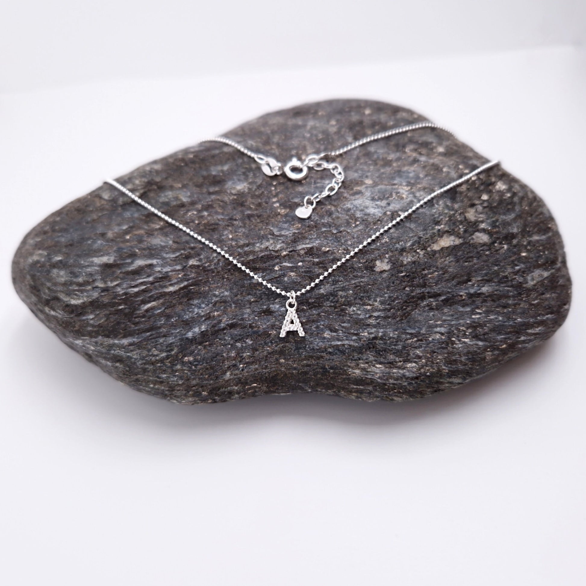 Buchstaben Kugelkette mit Kristall Buchstaben 925 Silber personalisierbar