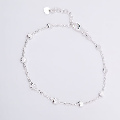 Armband flache Silberperlen 925 Silber strukturiert Muster