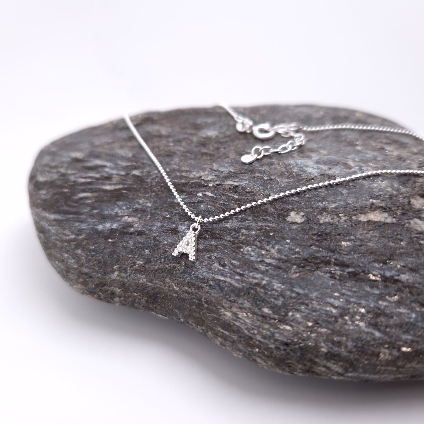 Buchstaben Kugelkette mit Kristall Buchstaben 925 Silber personalisierbar