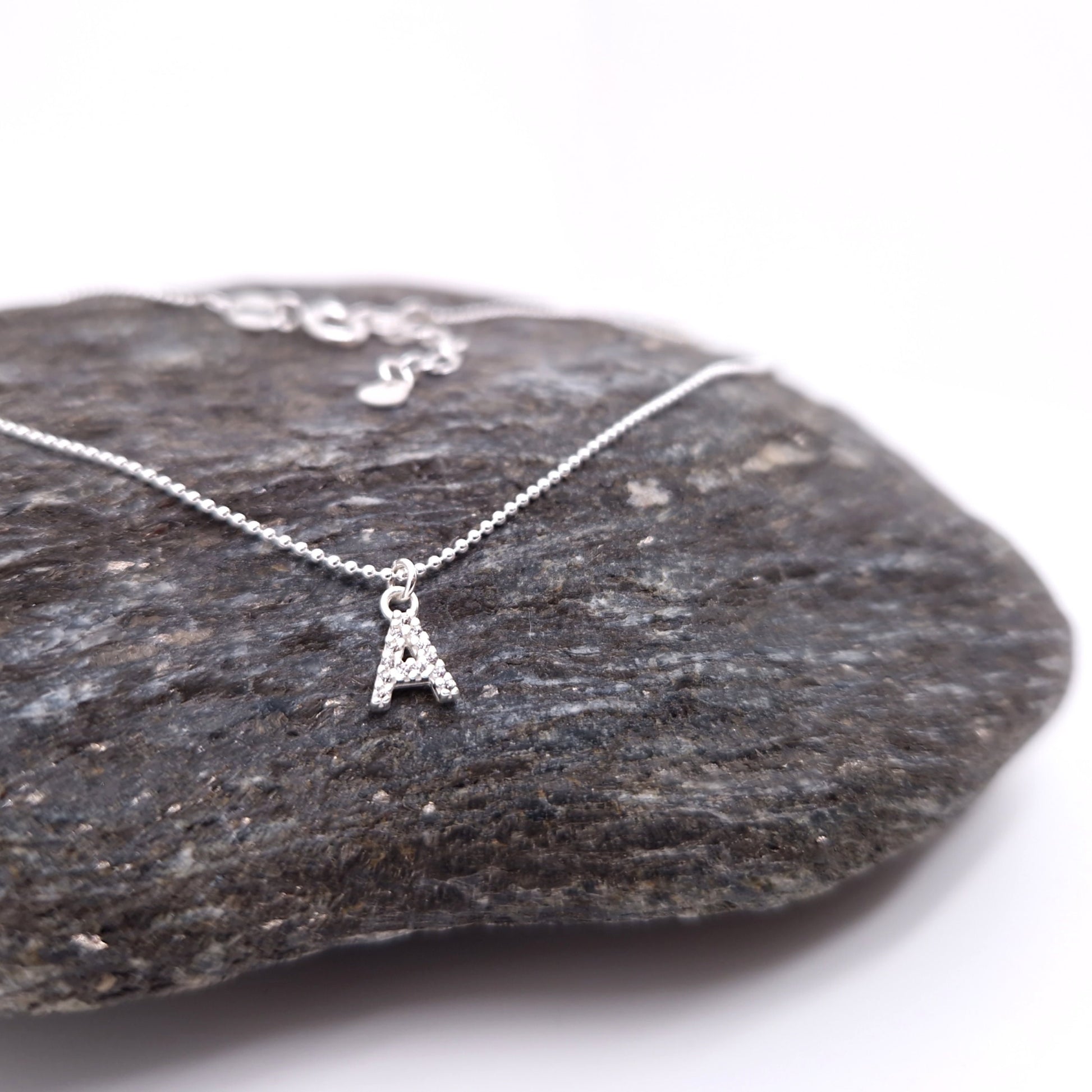 Buchstaben Kugelkette mit Kristall Buchstaben 925 Silber personalisierbar