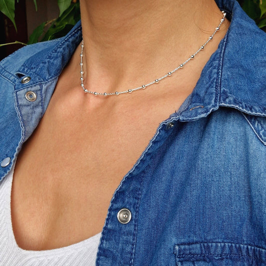 Satellitenkette Kugeln 925 Silber Halskette Layering