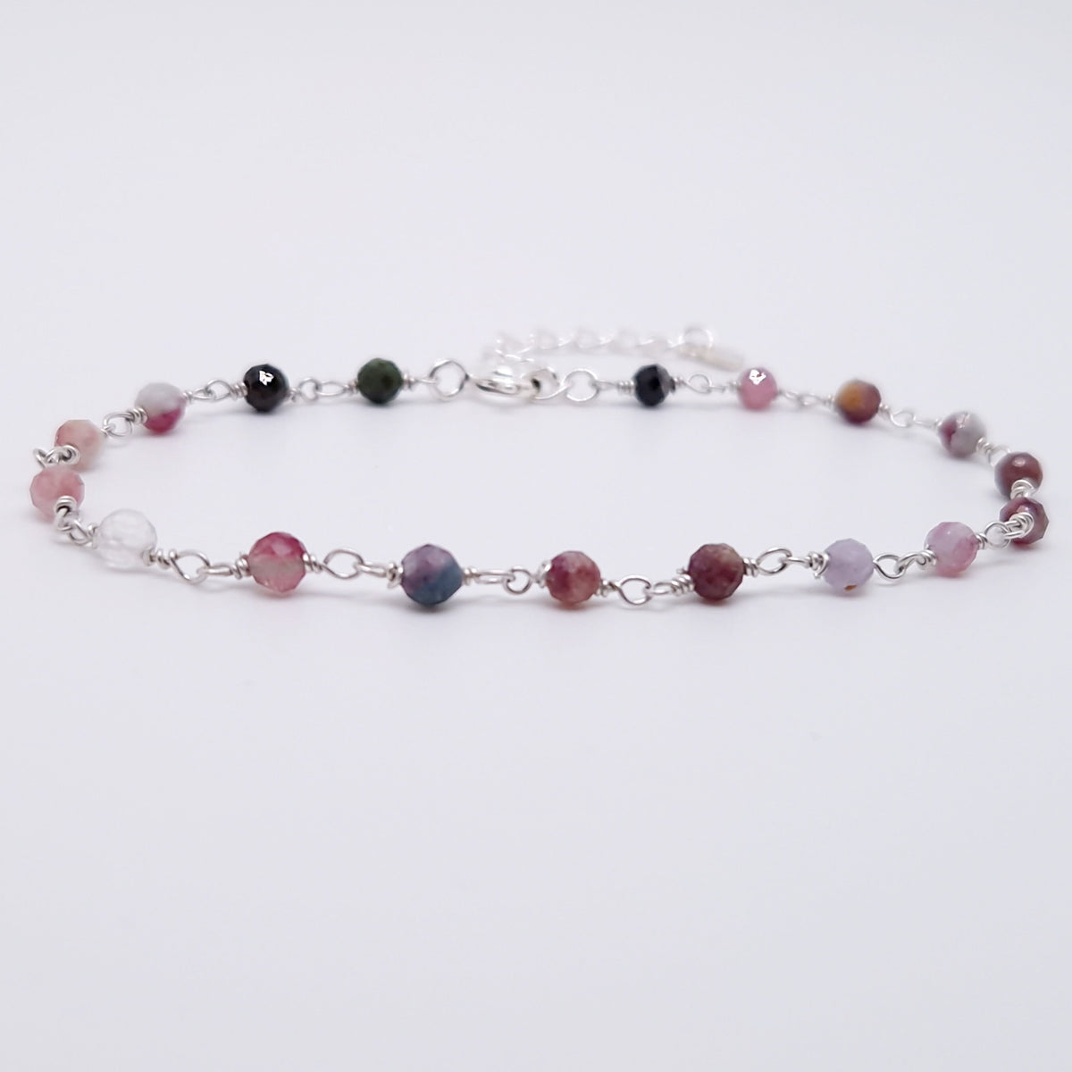 Armband Turmalin 925 Silber filigran Edelstein Naturstein facettiert
