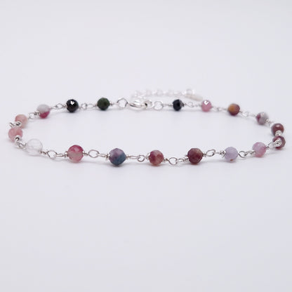 Armband Turmalin 925 Silber filigran Edelstein Naturstein facettiert