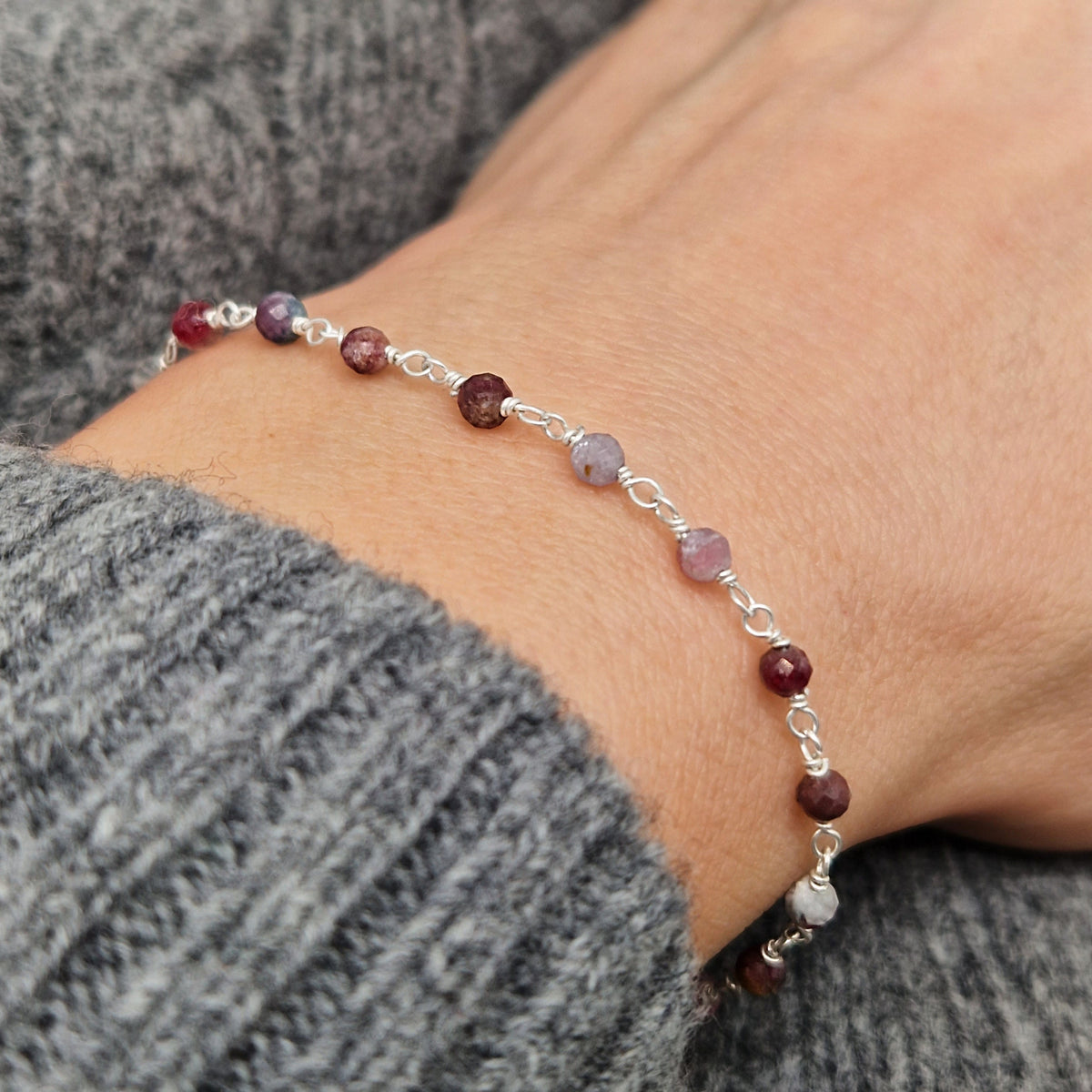 Armband Turmalin 925 Silber filigran Edelstein Naturstein facettiert