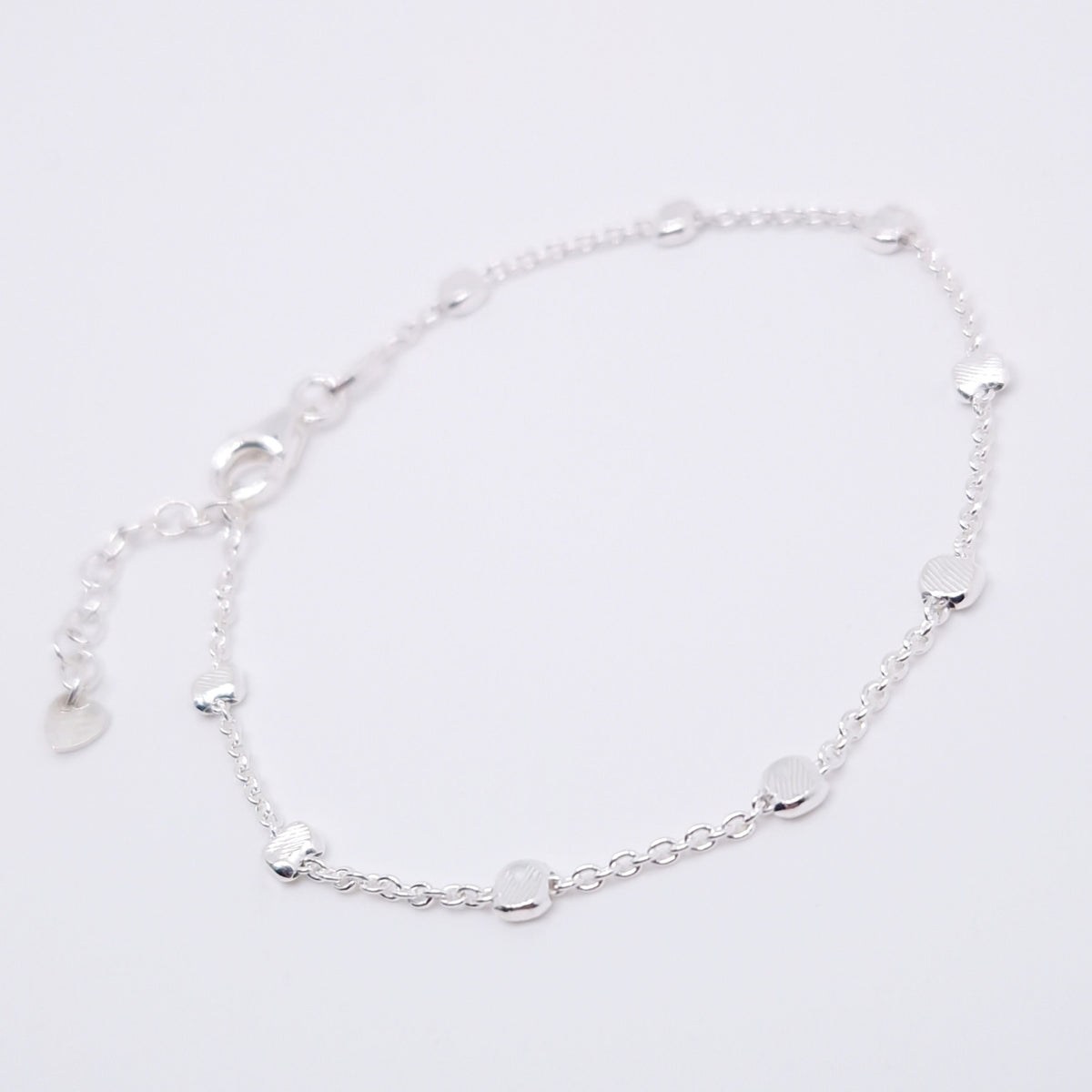 Armband flache Silberperlen 925 Silber strukturiert Muster