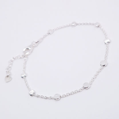 Armband flache Silberperlen 925 Silber strukturiert Muster