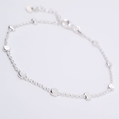 Armband flache Silberperlen 925 Silber strukturiert Muster