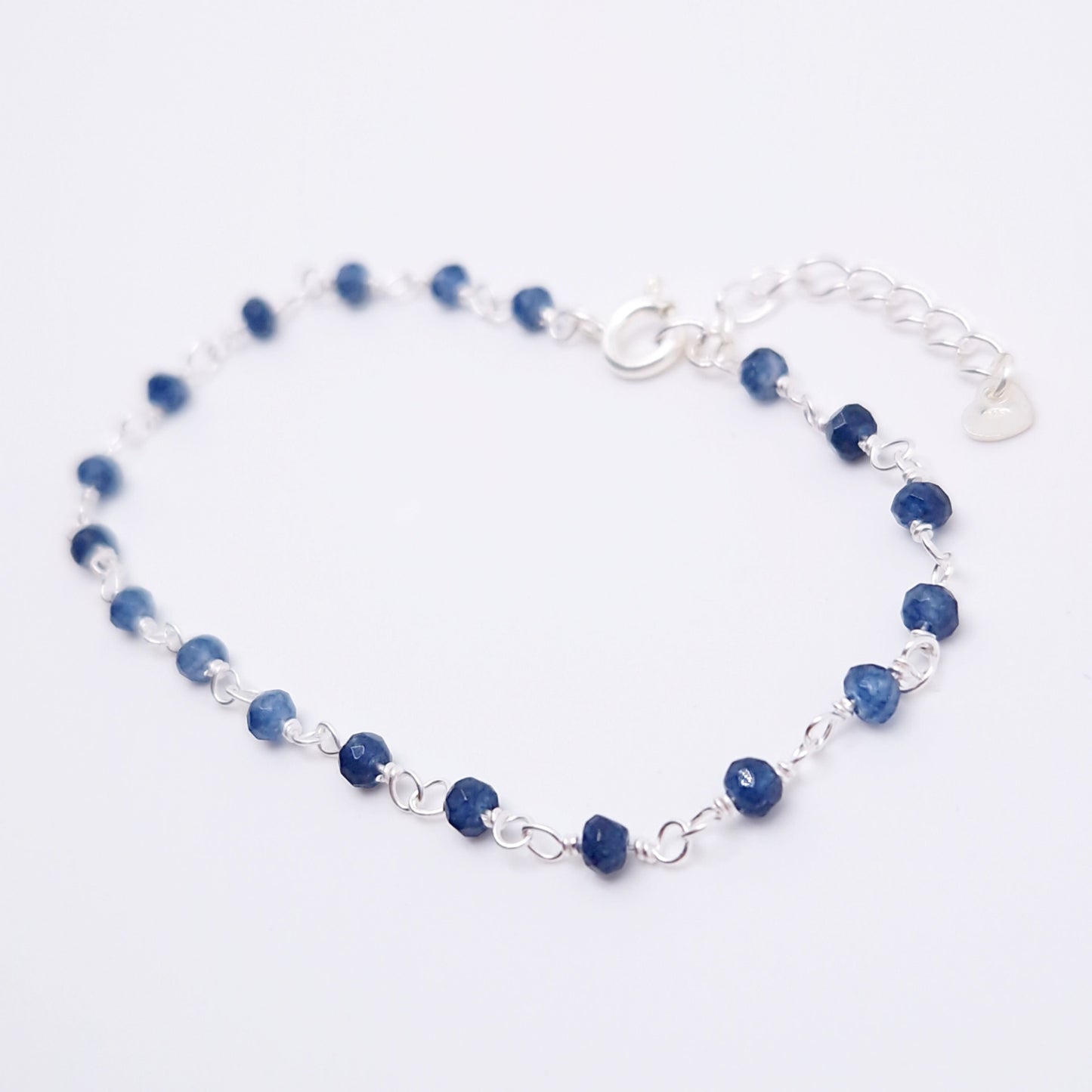 Armband blaue Jade 925 Silber filigran Edelstein Naturstein facettiert