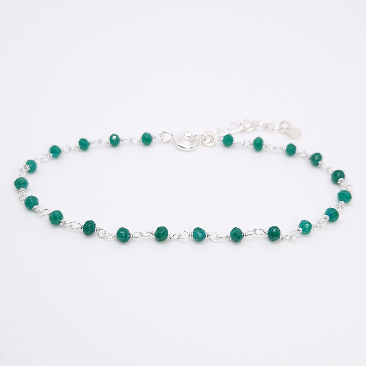 Armband grüne Jade 925 Silber filigran Edelstein Naturstein facettiert