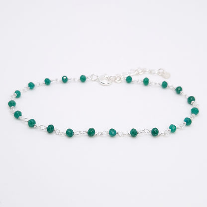 Armband grüne Jade 925 Silber filigran Edelstein Naturstein facettiert