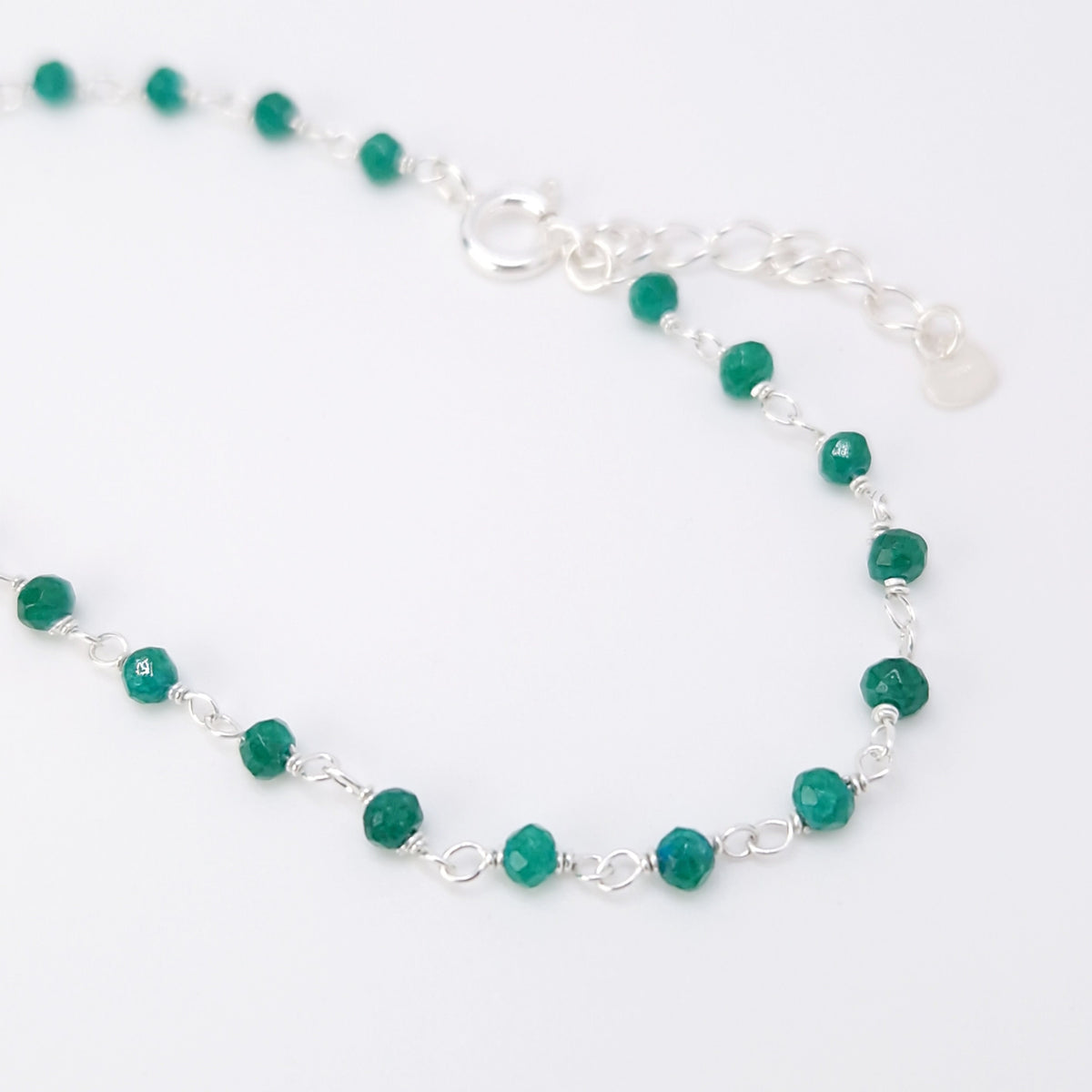 Armband grüne Jade 925 Silber filigran Edelstein Naturstein facettiert