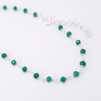 Armband grüne Jade 925 Silber filigran Edelstein Naturstein facettiert