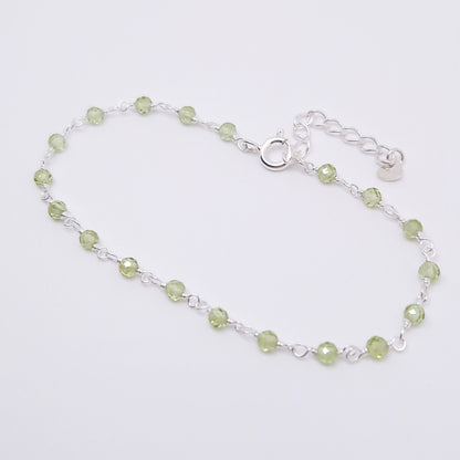 Armband Peridot 925 Silber filigran Edelstein Natursteinperlen facettiert