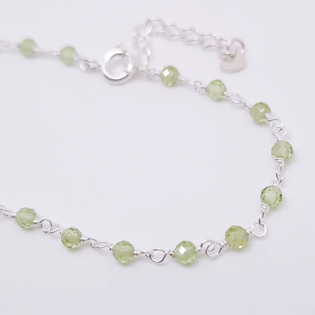 Armband Peridot 925 Silber filigran Edelstein Natursteinperlen facettiert