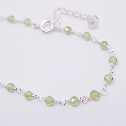 Armband Peridot 925 Silber filigran Edelstein Natursteinperlen facettiert