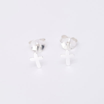 Ohrstecker Mini-Kreuz 925 Silber Ohrringe zart klein