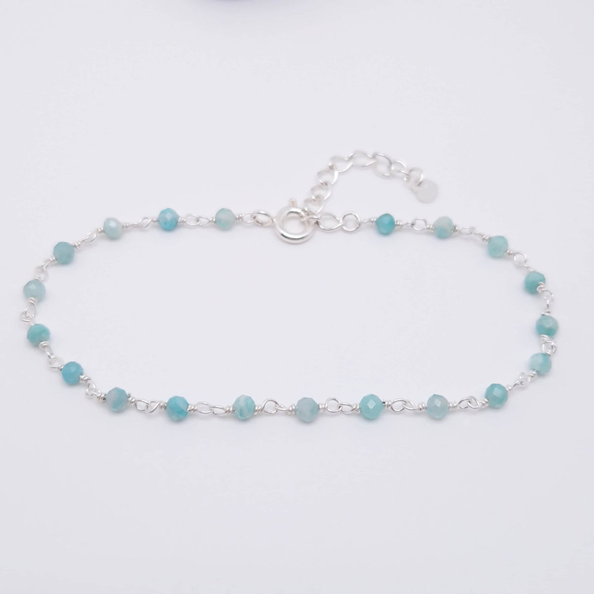 Armband türkiser Amazonit 925 Silber filigran Edelstein Naturstein facettiert