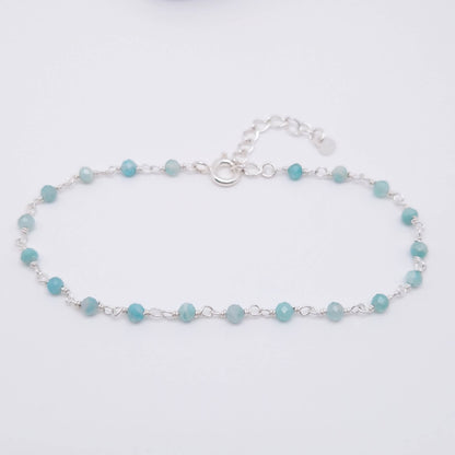 Armband türkiser Amazonit 925 Silber filigran Edelstein Naturstein facettiert